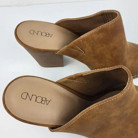 ABOUND Maya Block Heel Mules Shoes Womens Pointed Tan FAUX-LEATHER Size 9.5 M - Picture 7 of 11